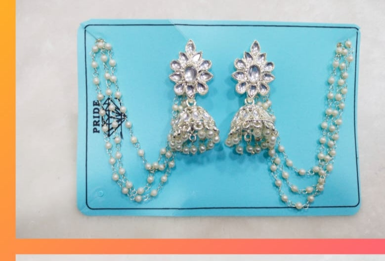 Regal Bahubali: Kundan & Pearl Jhumki with Multi-Layered Chain