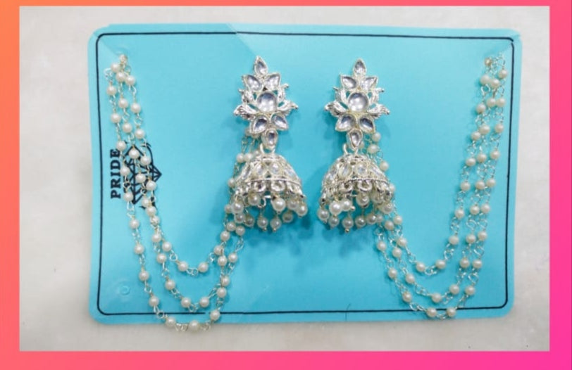 Regal Bahubali: Kundan & Pearl Jhumki with Multi-Layered Chain