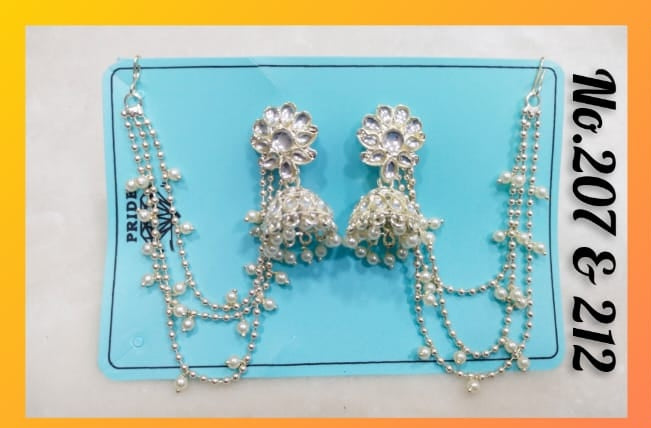 Heirloom Elegance: Kundan-Pearl Jhumkas with Bahubali Multi-Chain Accent