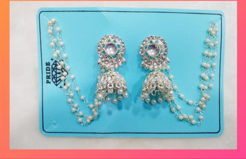 Regal Bahubali: Kundan & Pearl Jhumki with Multi-Layered Chain